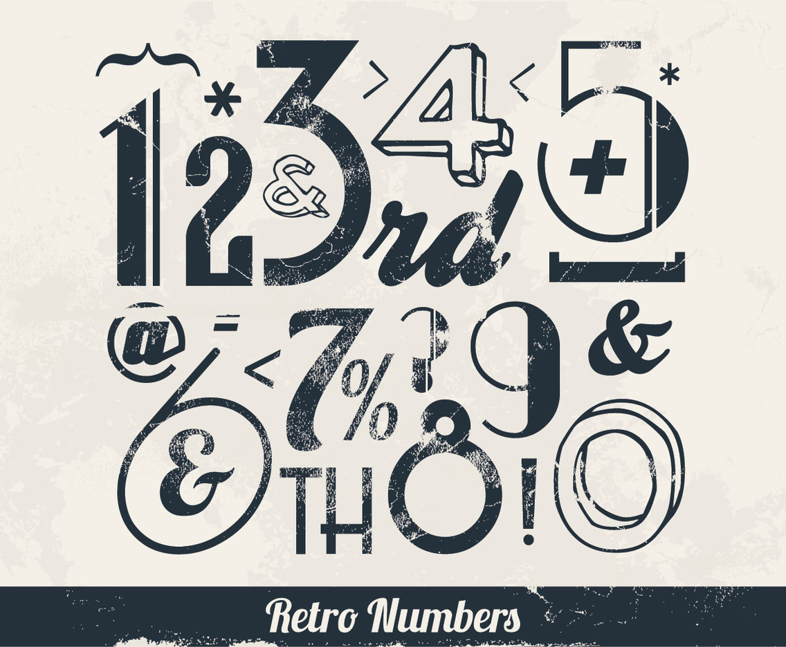 Throwback Numbers and Signs Vector