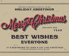 Classic Merry Christmas Postcard Vector