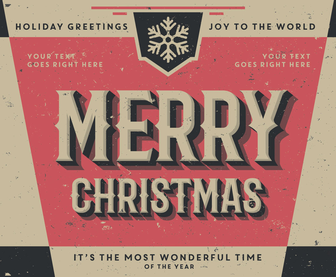 Symmetrical Vintage Holiday Greetings Vector
