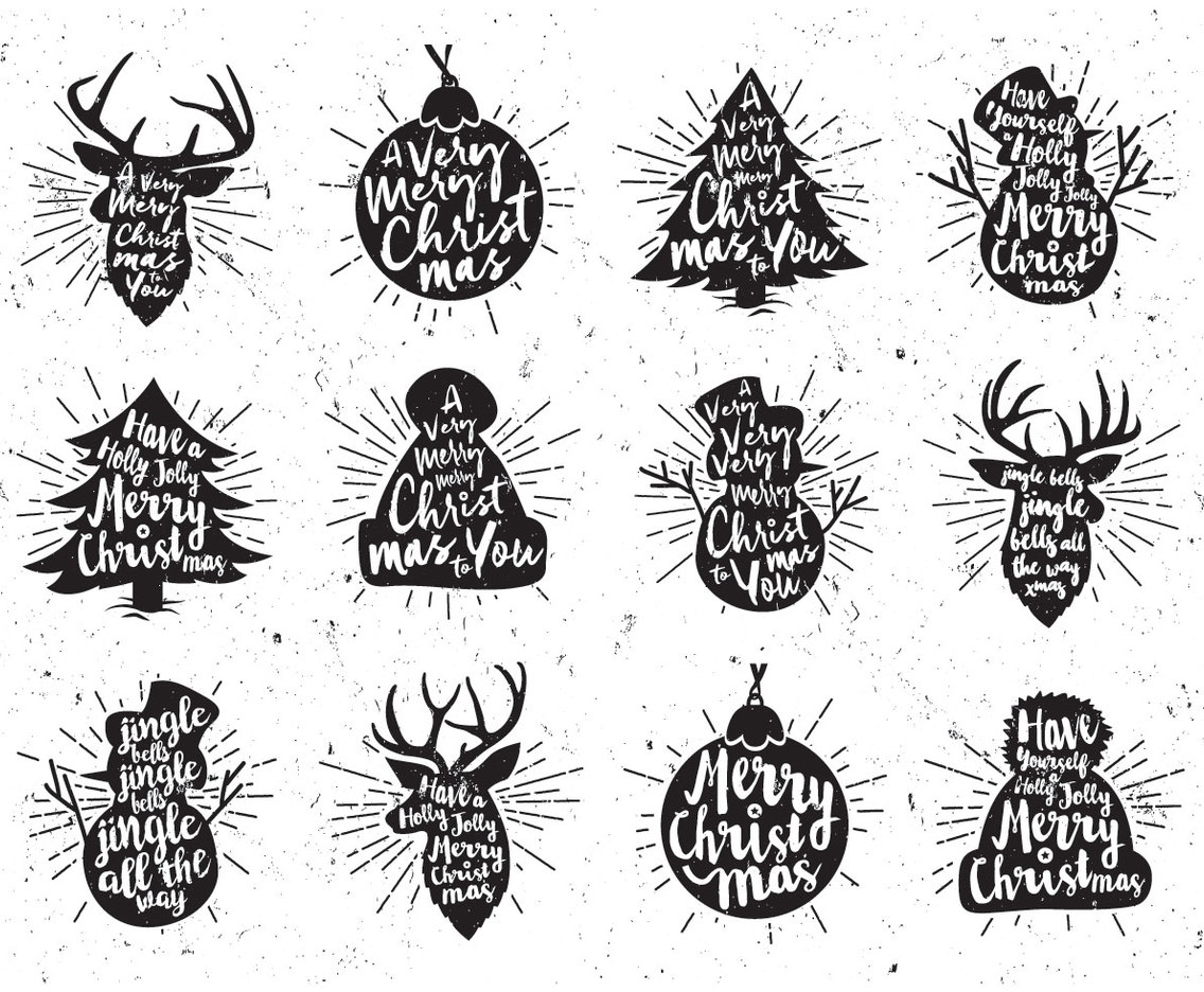 Black and White Christmas Icon Vector
