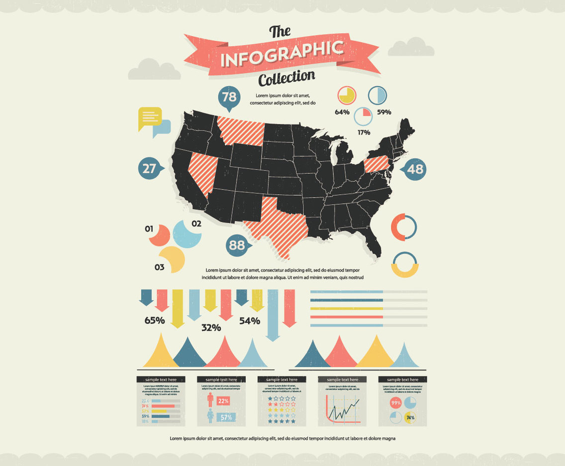 US Map Infographic Vector