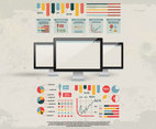 Retro Office Graphs and Tables Kit Vector