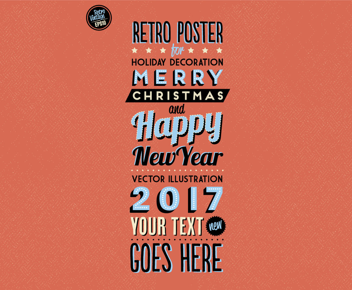 Retro Marquee-Style Holiday Vector