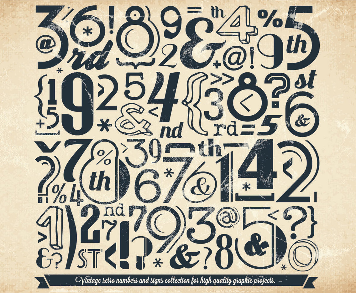 Newspaper-Style Numbers Vector