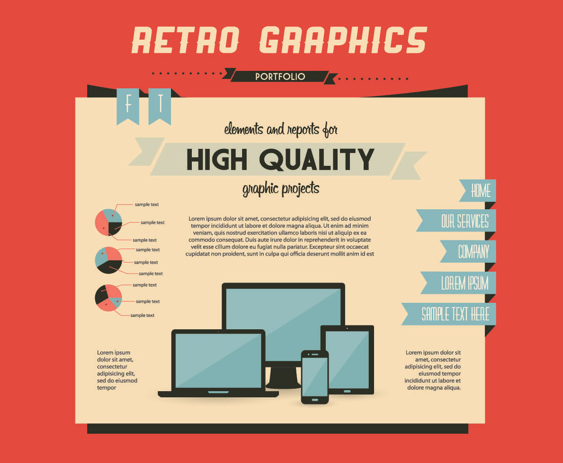 Retro Graphics Homepage Vector