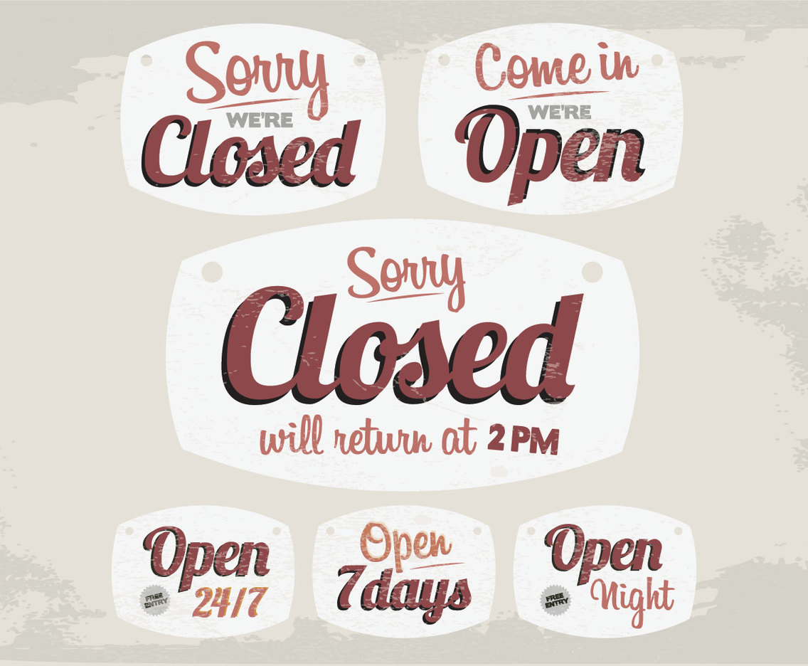 Vintage Closed and Open Signs Vector