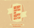 Merry Christmas & Happy New Year Retro Card Vector