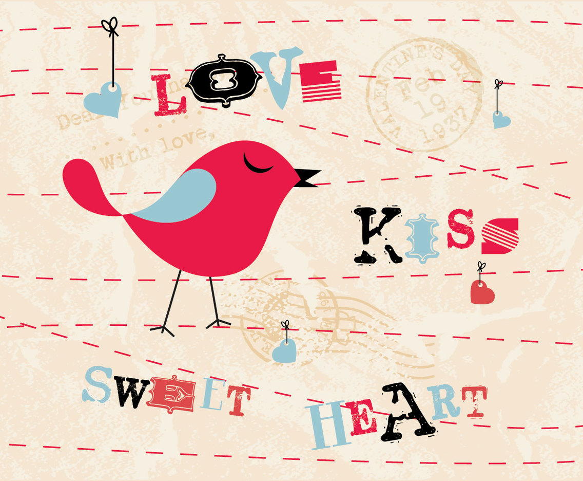 Love Kiss Sweetheart Bird Vector