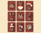 Rustic Christmas Card Collection Vector