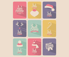 Candy-Colored Christmas Card Collection Vector