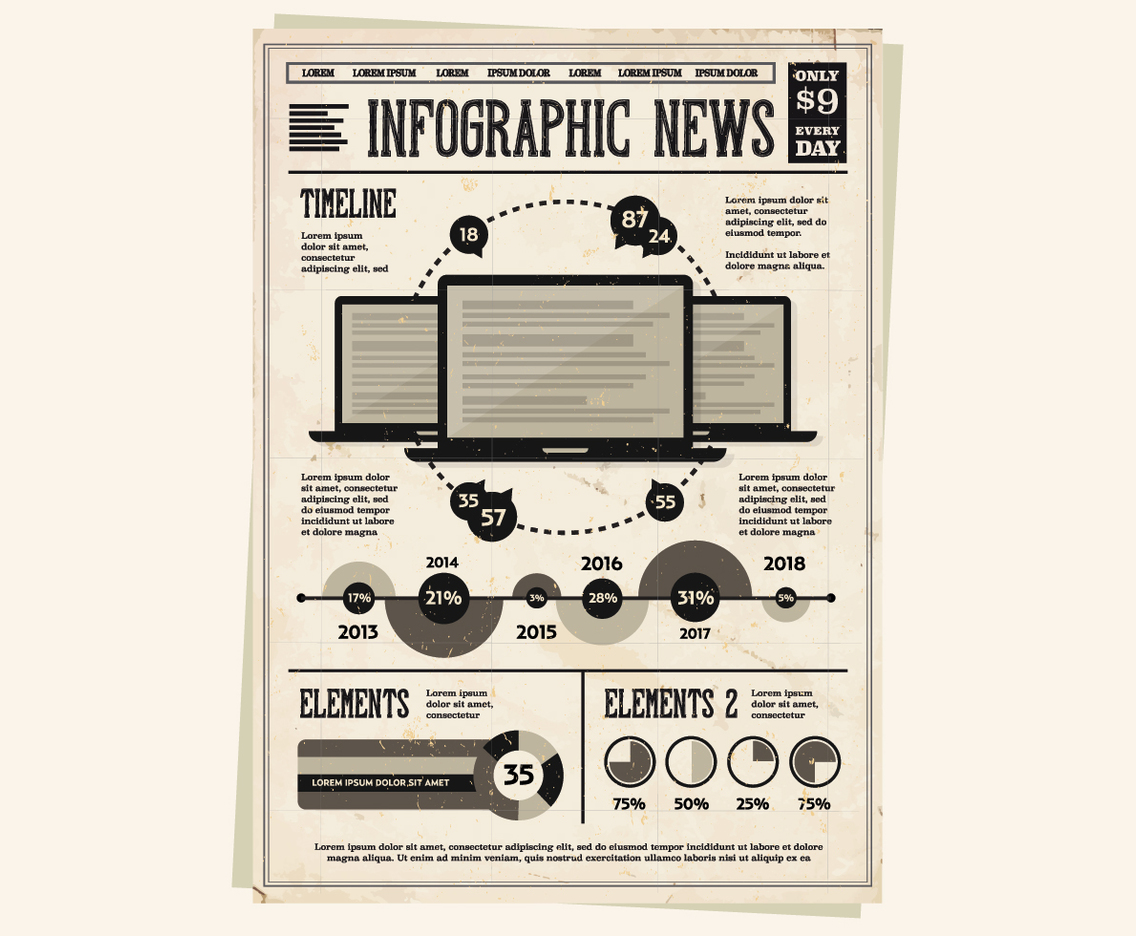 Laptops and Infographics Vector
