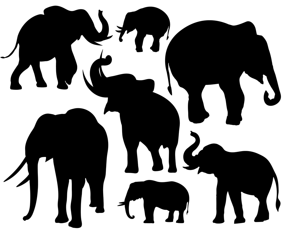 Collection Of Elephant Silhouettes
