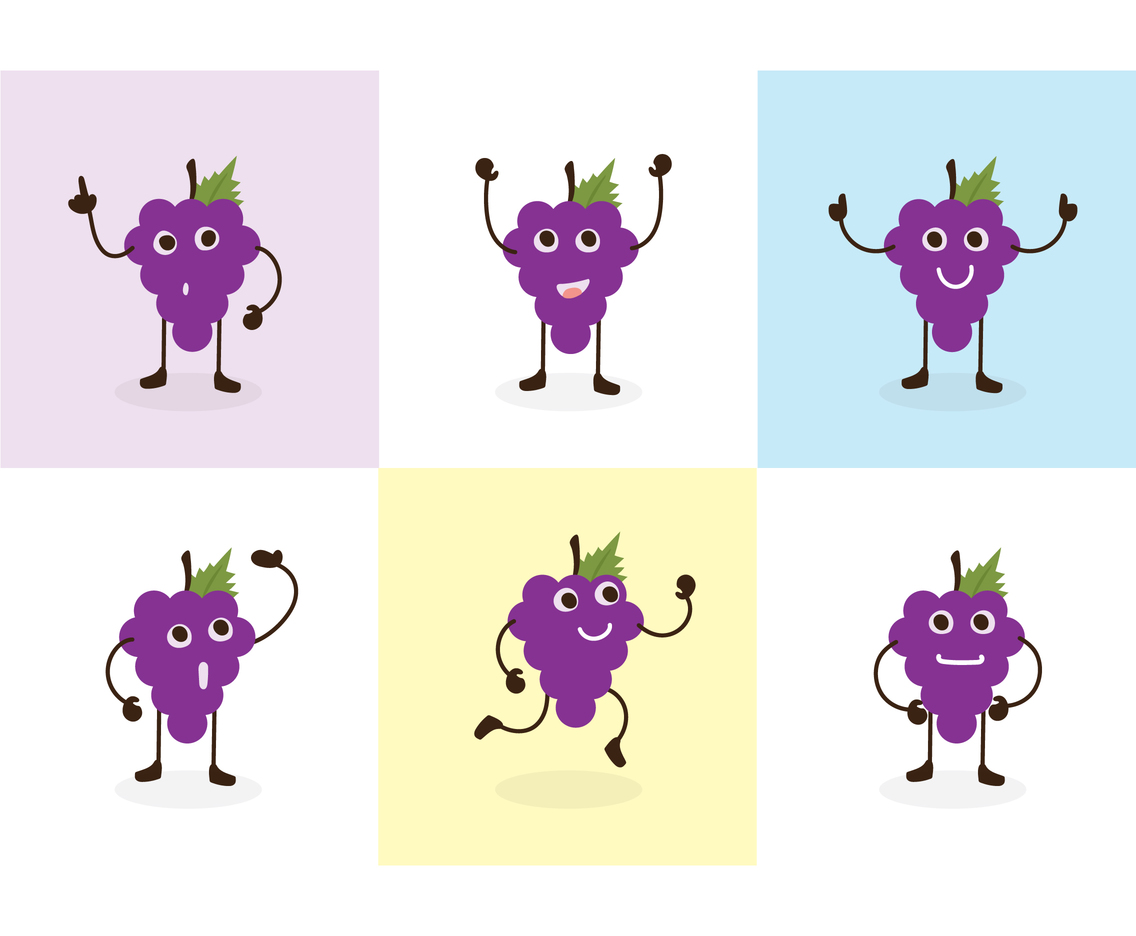Free Grape Cute Cartoon Character Vectors Vector Art & Graphics |  