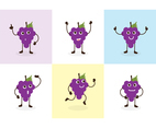 Free Grape Cute Cartoon Character Vectors