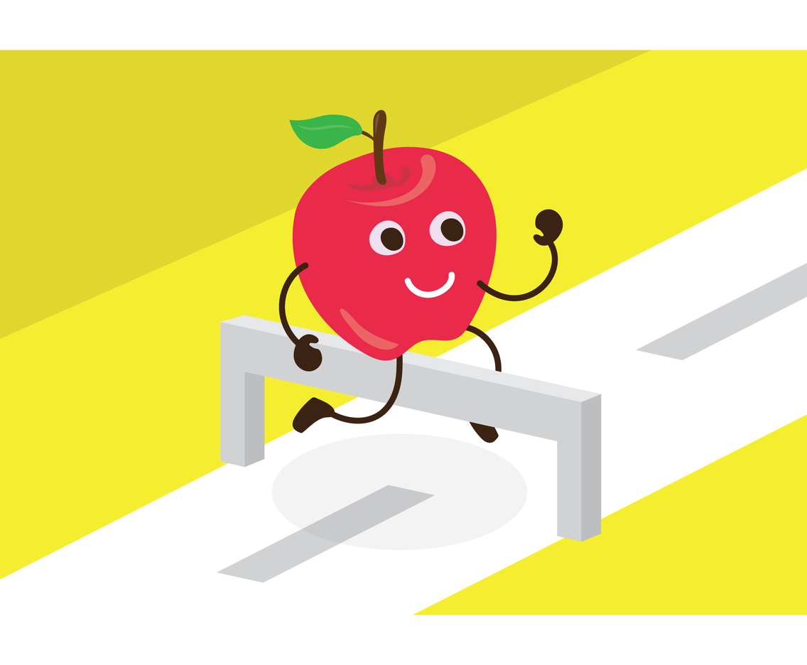 Free Red Apple Cute Cartoon Running Vector