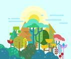 Colorful Forest Background Vector 