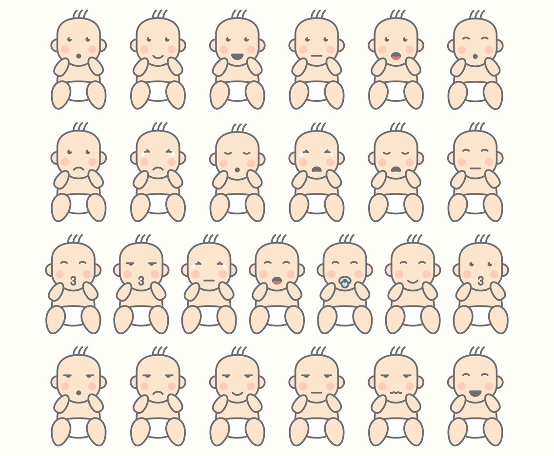 Baby Cartoon Emoticon Vectors