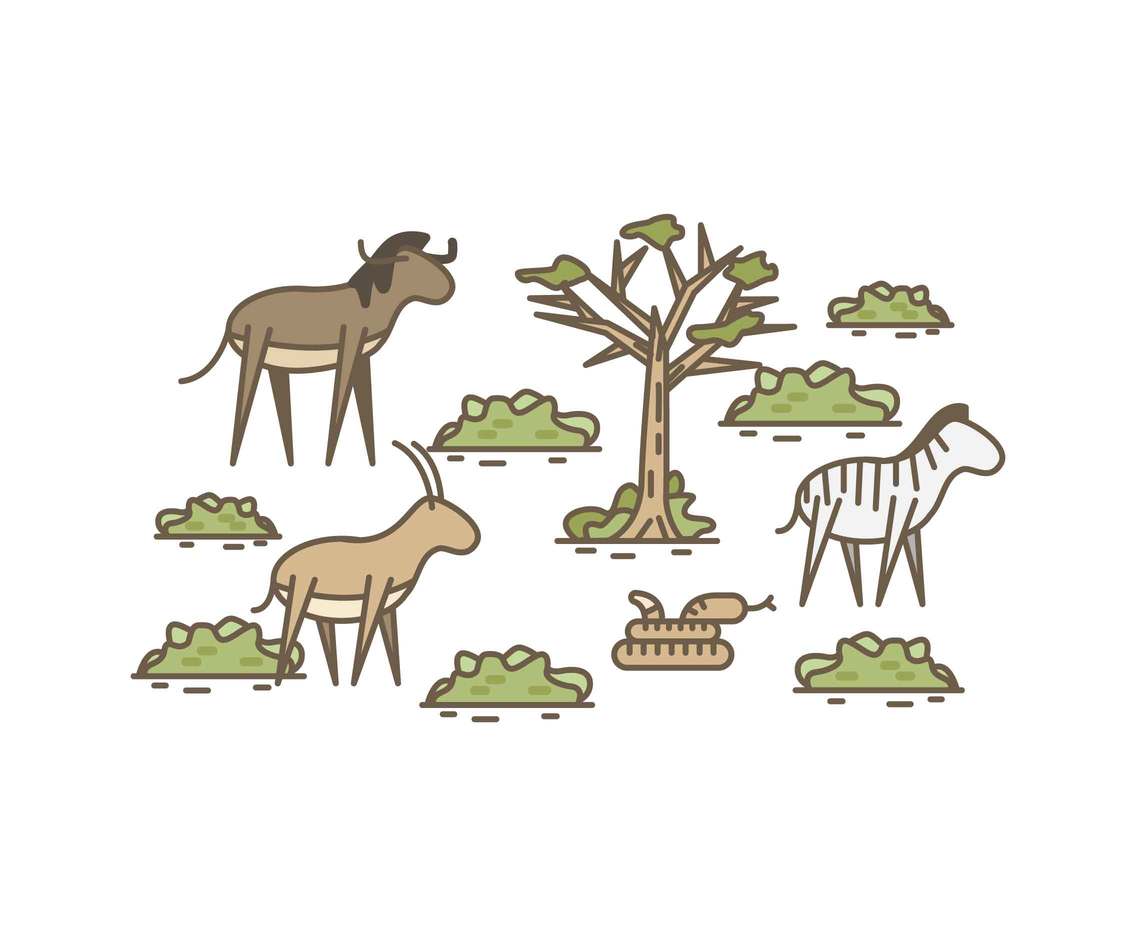 Free Unique Oryx and Savana Vectors