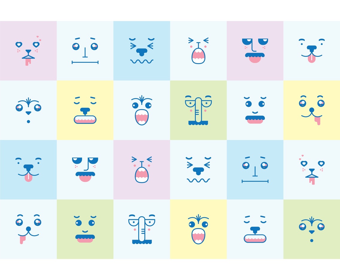Free Cute Adorable Faces Background Vector