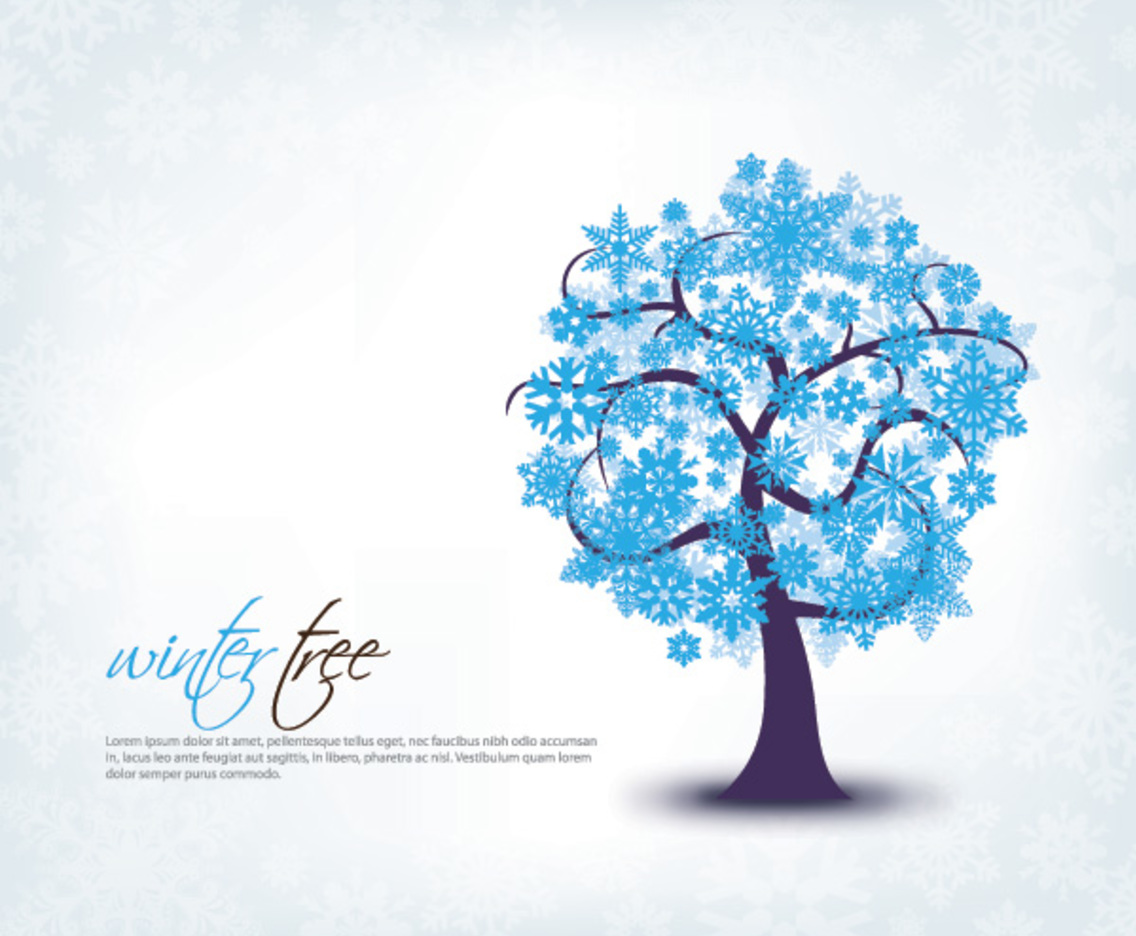Зимнее дерево открытка