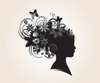 Floral Hairstyle Silhouette