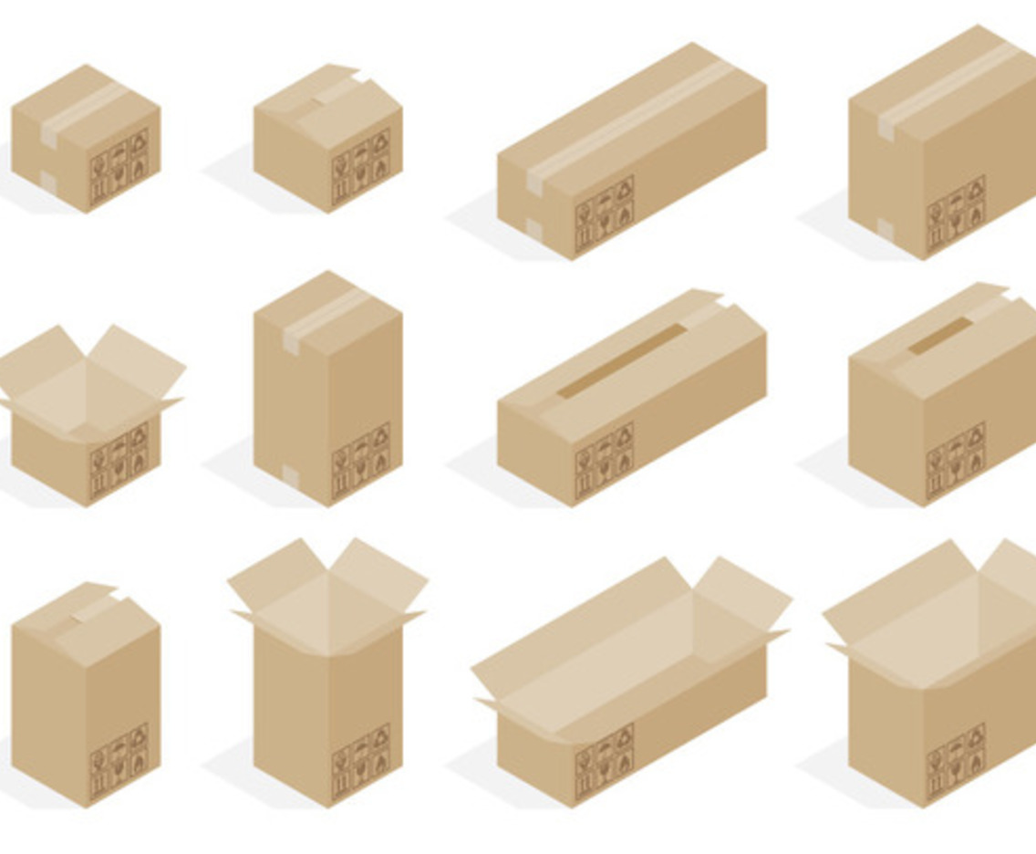 Isometric Cardboard Box Vectors