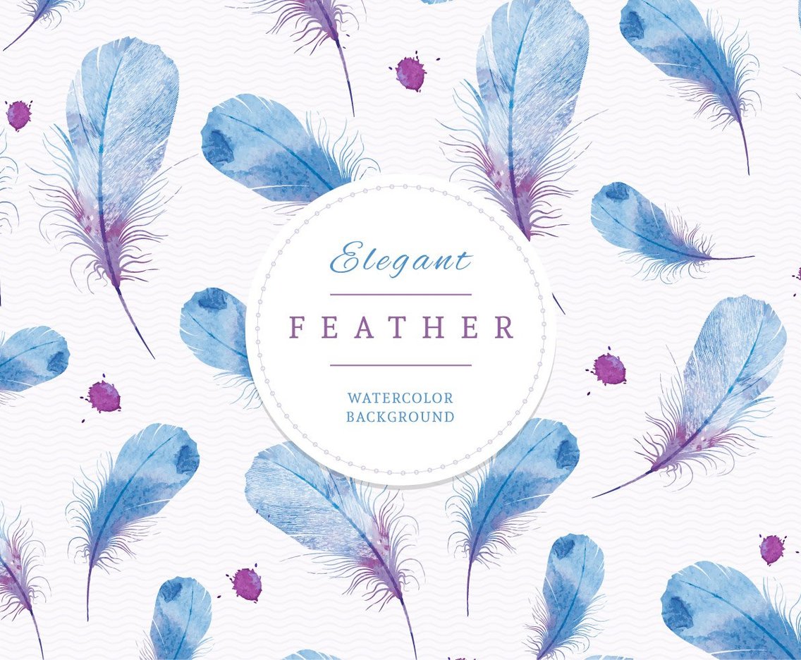 Watercolor Feathers Background