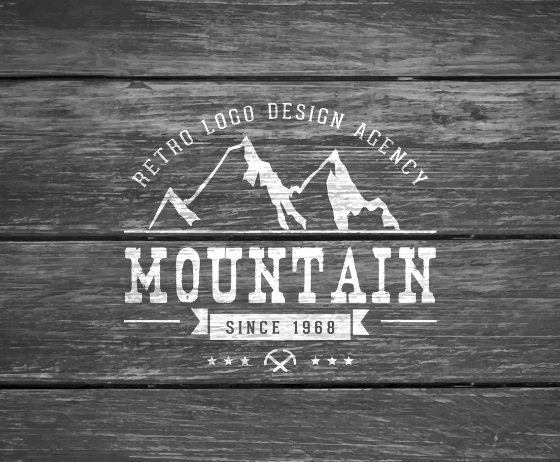 Retro Logo On Grey Wooden Background