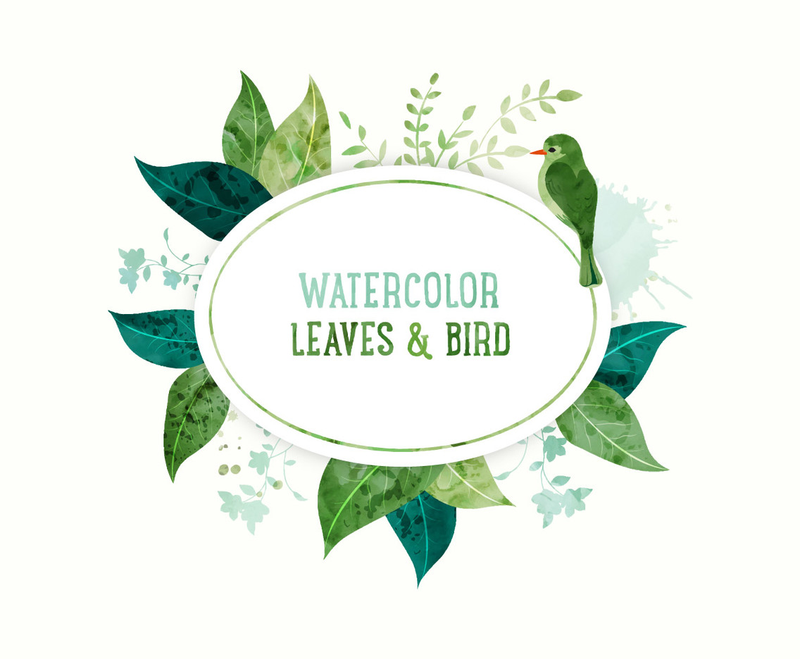 Watercolor Leaves Banner