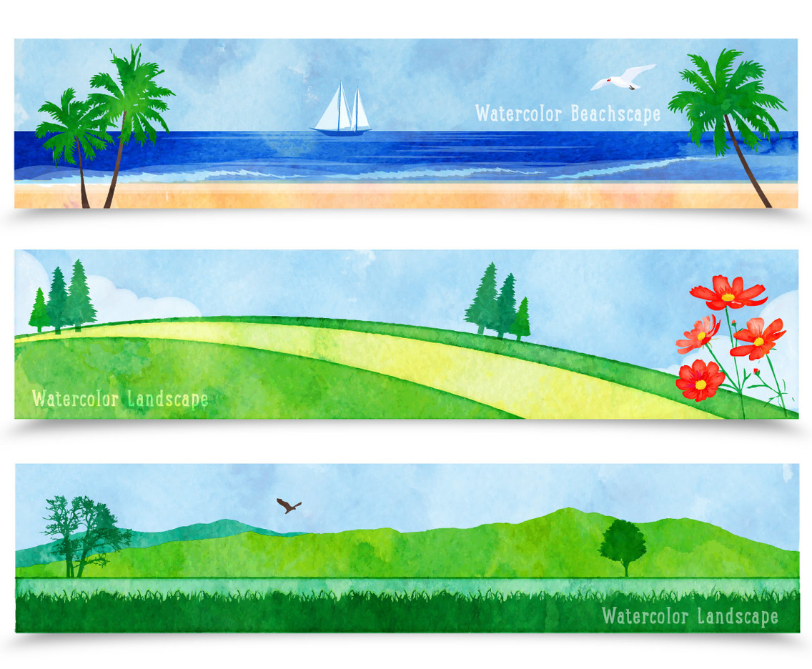 Watercolor Landscape Banners