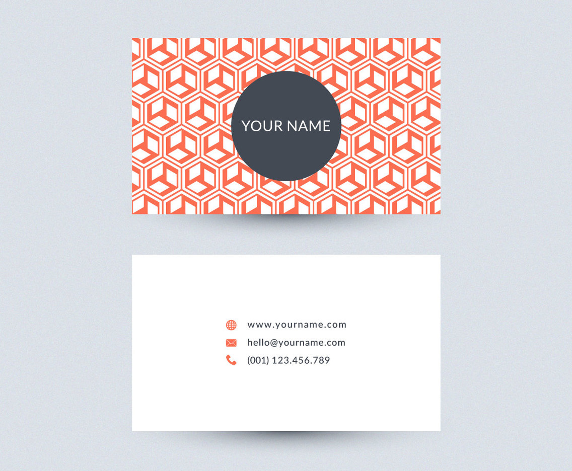Orange Geometric Cube Business Card