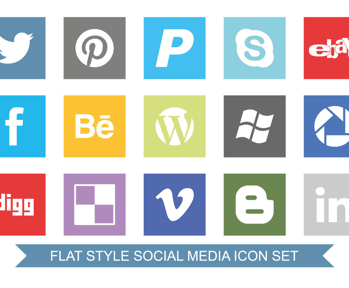 Flat Style Social Media Icon Set