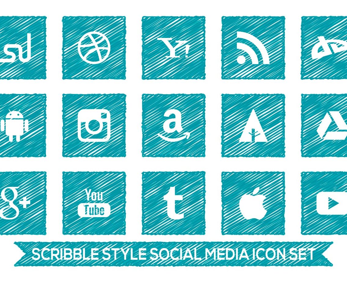 Scribble Style Social Media Icon Set