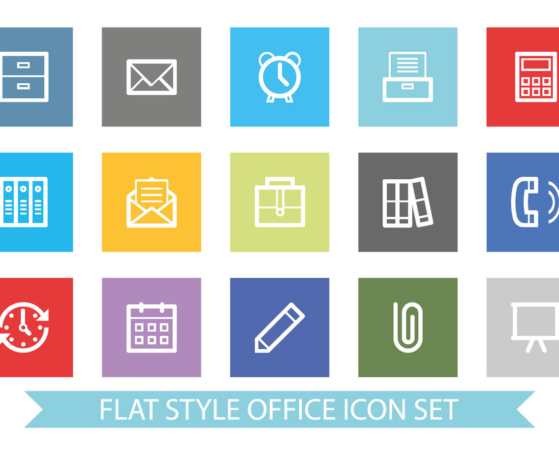 Flat Style Office Icon Set