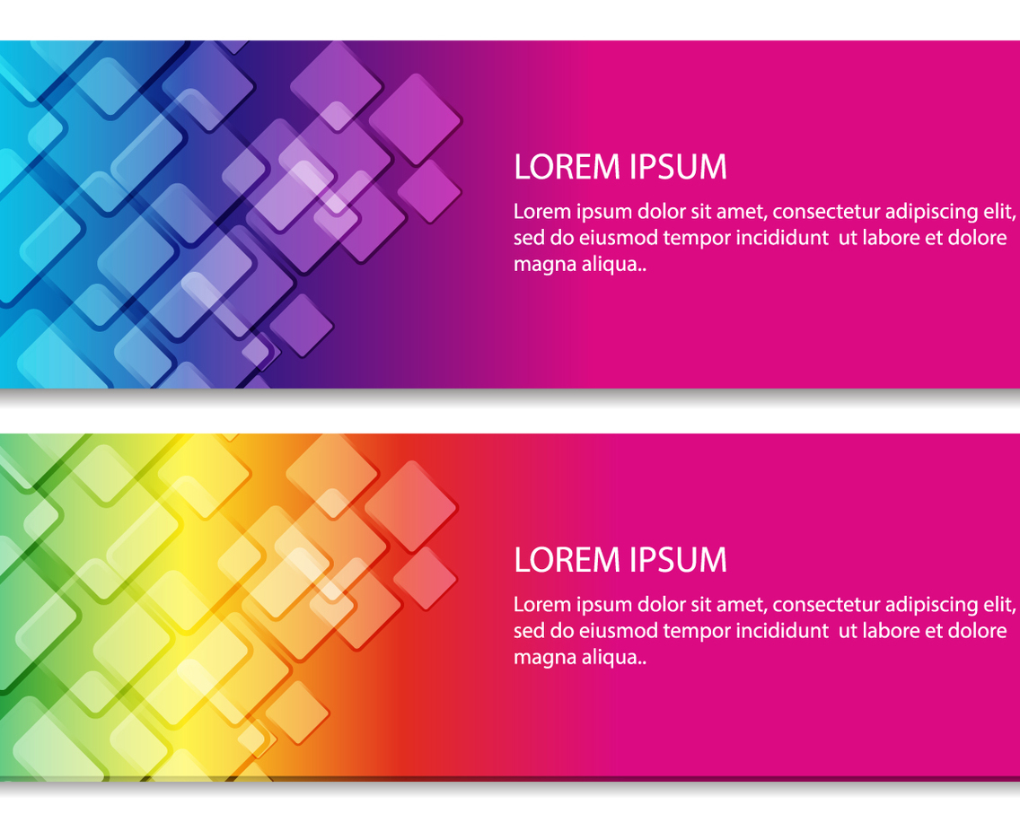 Rainbow Square Vector Banners