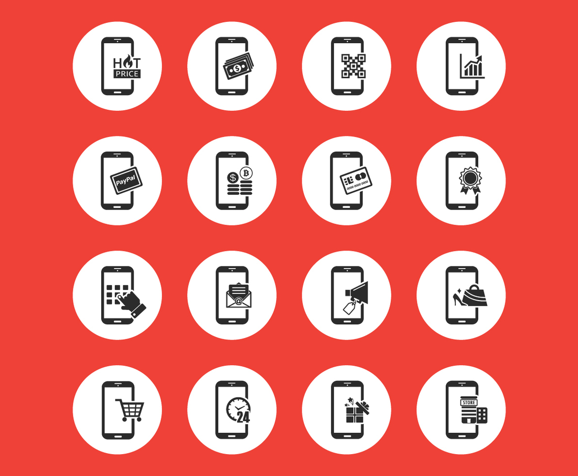 Mobile Shopping Vector Icons