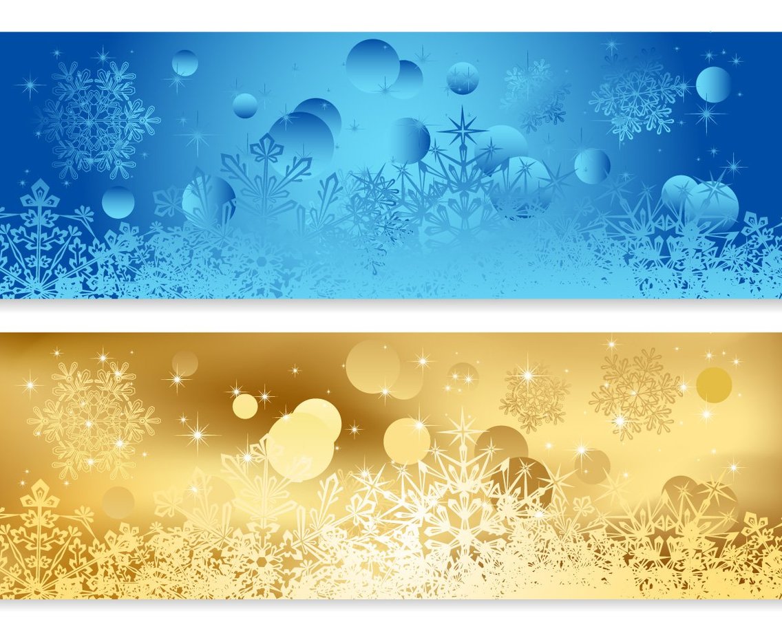 Blue and Gold Abstract Christmas Banners