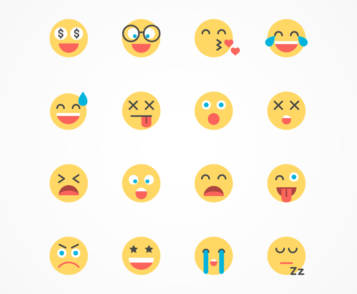 Flat Emoticon Icon Set