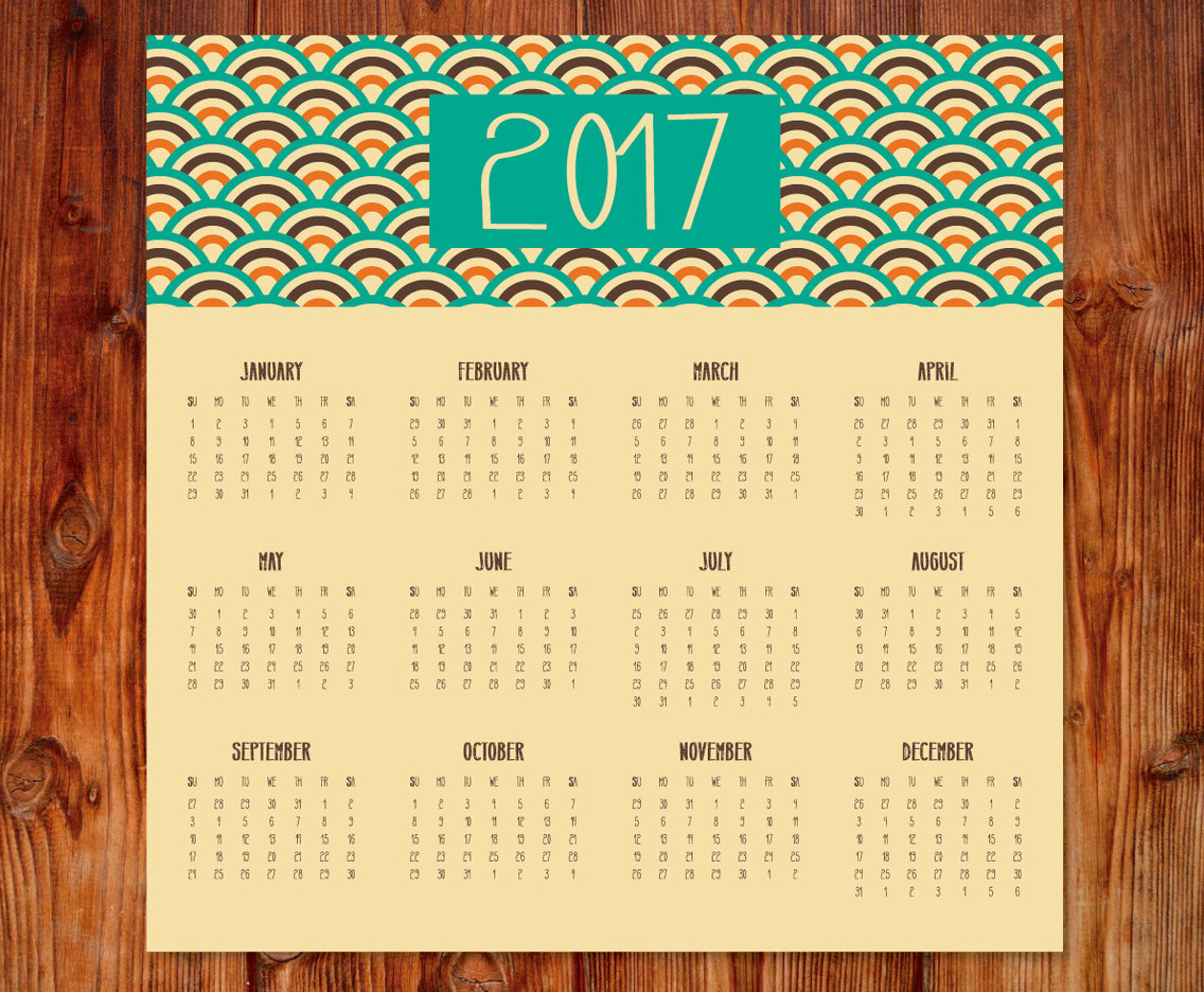 Cute Retro 2017 Calendar