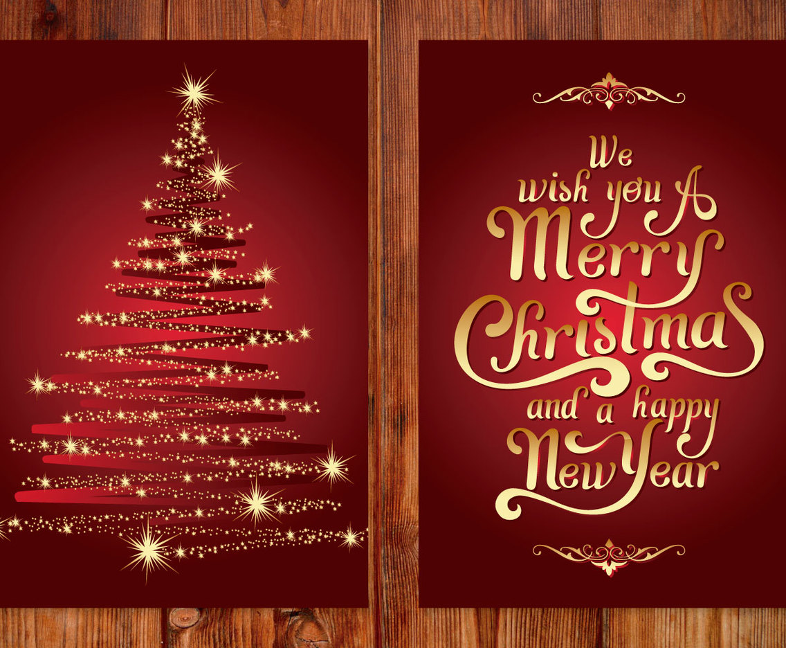 Beautiful Gold and Red Christmas Card