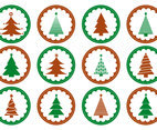 Cute Christmas Tree Stamp Icons