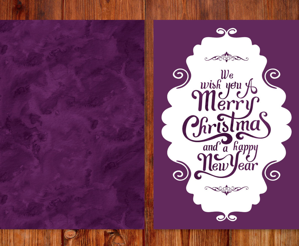 Beautiful Purple Watercolor Christmas Card