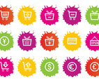 Colorful Splash Style Shopping Icons