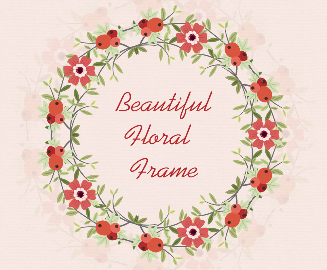 Red Floral Vector Frame Background 