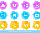 Watercolor Style Social Media Icon Collection