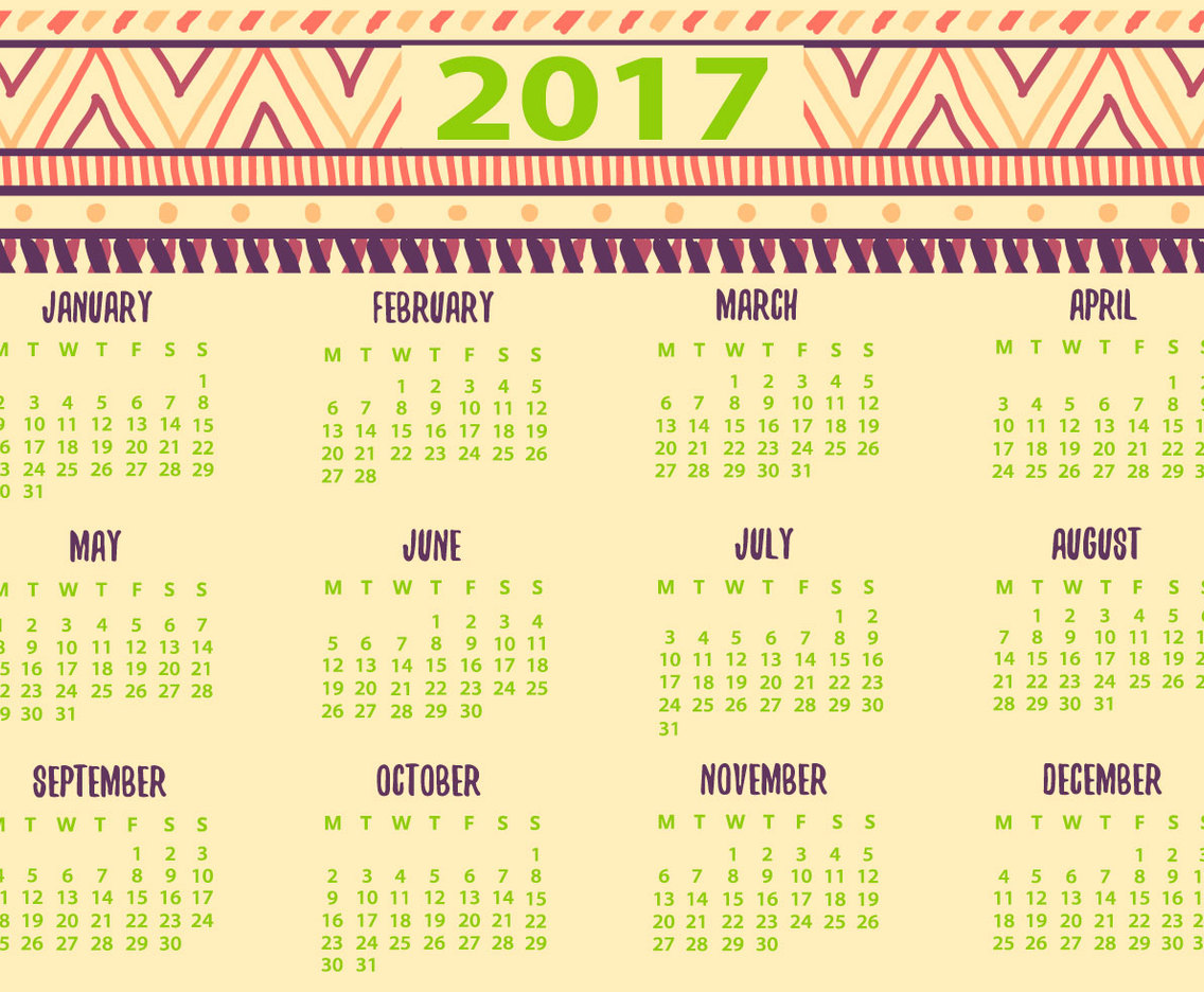 Cute Decorative 2017 Calendar