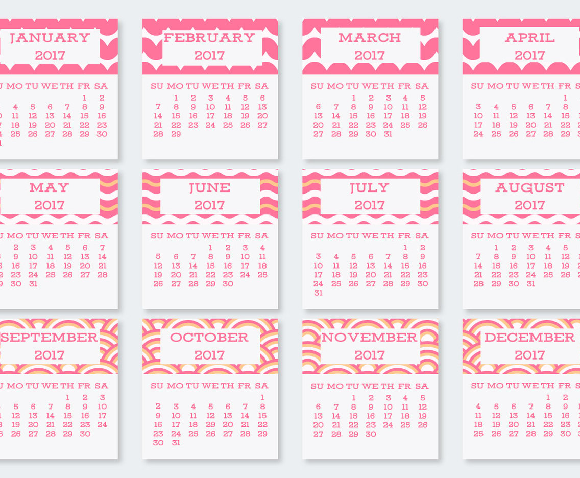 Cute Pocket Calendar Cards Collection