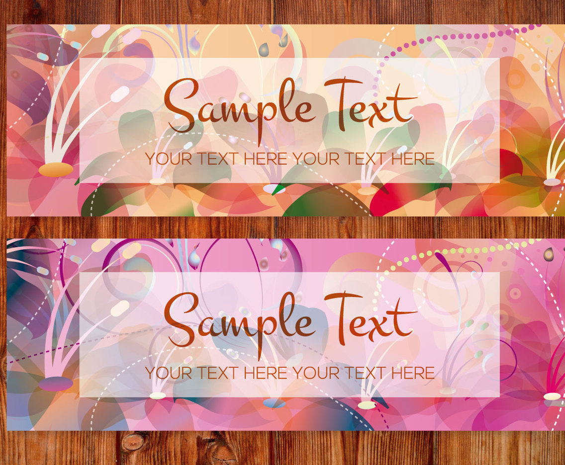  Abstract Floral Banners