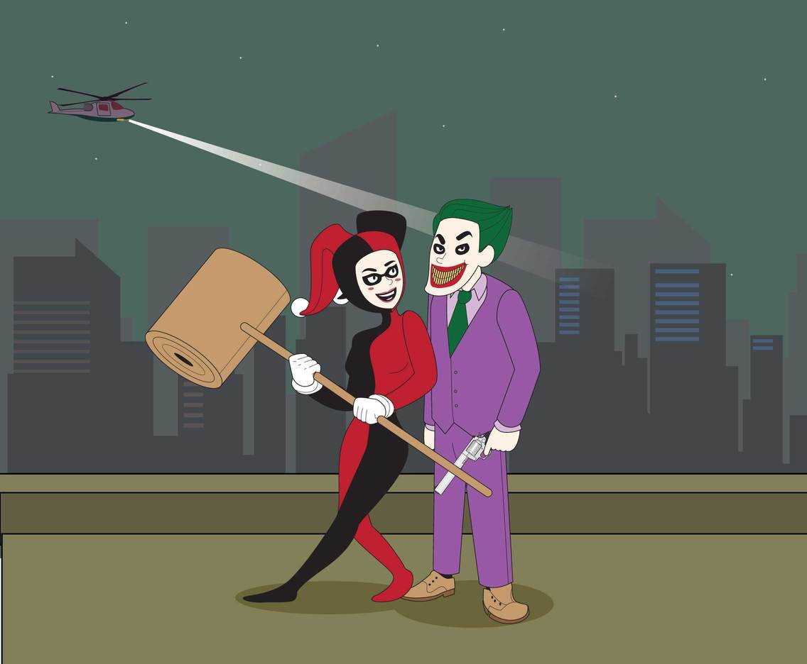 Free Joker Standing On Roof Illustration