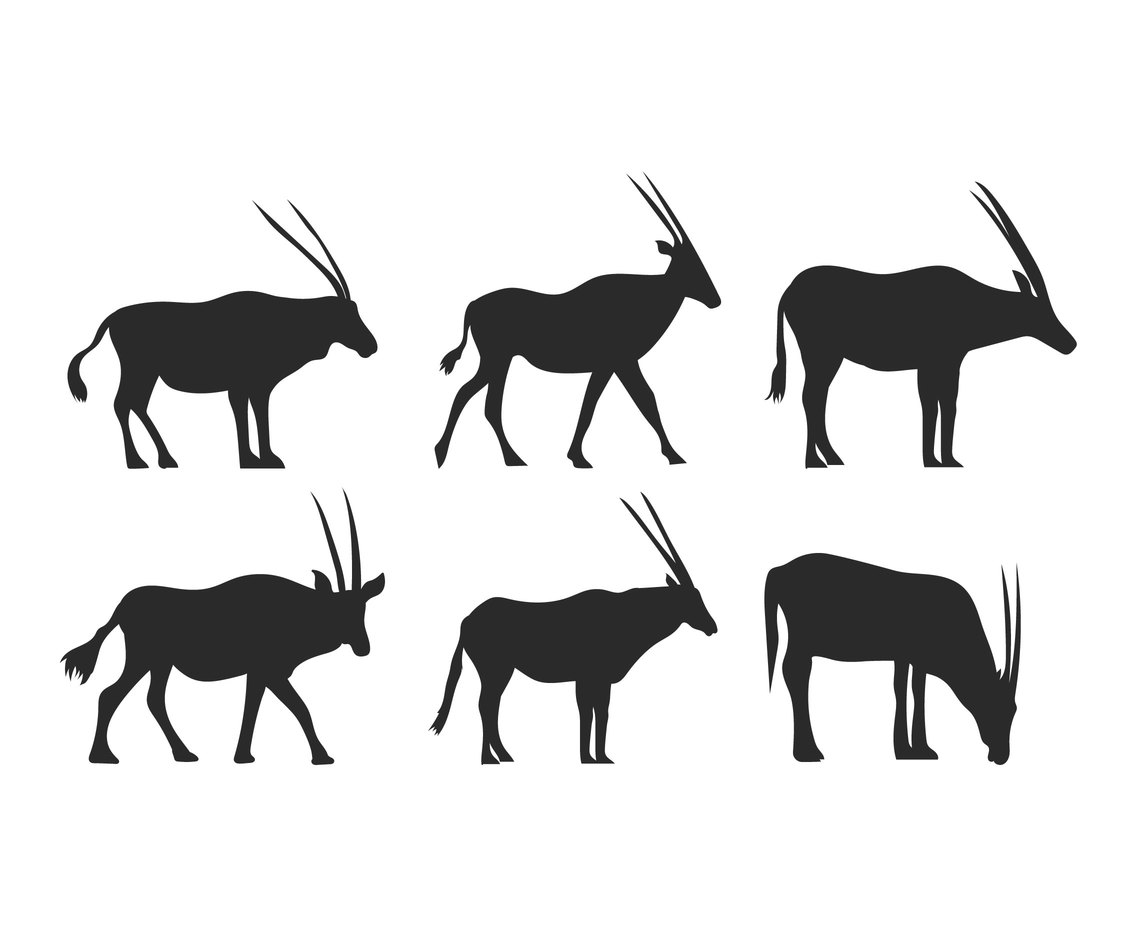 Oryx silhouette vector set